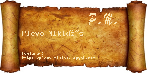 Plevo Miklós névjegykártya
